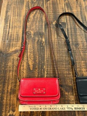 kate spade Red Leather Wellesley Crossbody with Logo Plaque